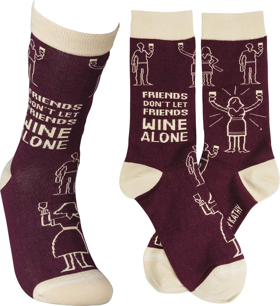 Socks "Friends Don't Let Friends Wine Alone" #100-S128