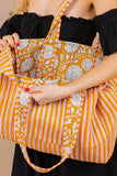 Quilted Tote Bag- Yellow