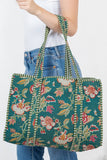 Quilted Tote Bag- Green Floral