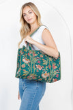 Quilted Tote Bag- Green Floral