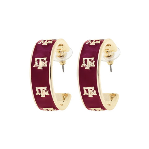 Texas A&M Aggies Enamel Hoop Earrings