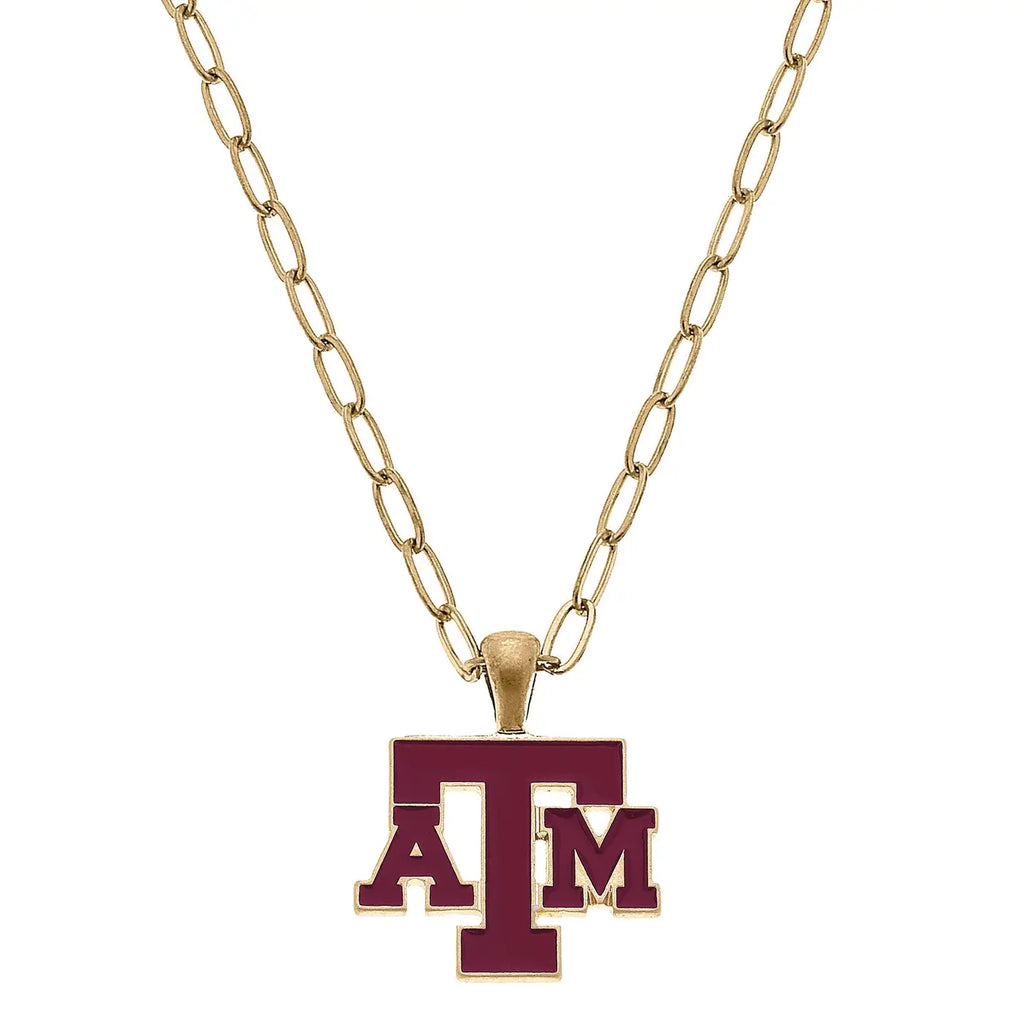 Texas A&M Aggie Enamel Pendant Necklace