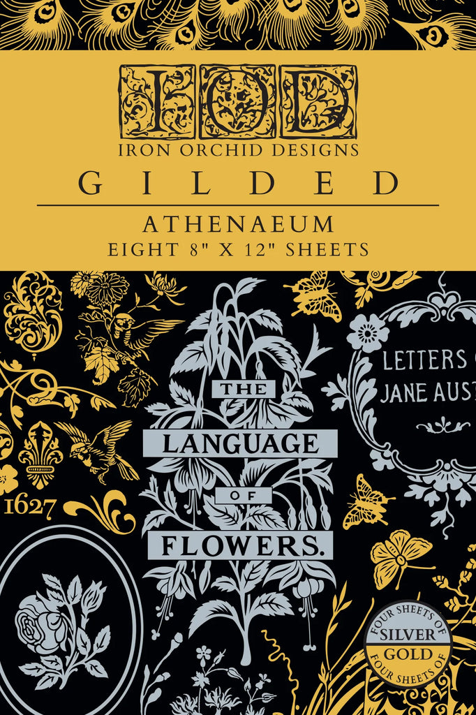IOD Decor Gilded Foil Transfer Athenaeum 8x12" 8 Sheets Pad by Iron Orchid Designs