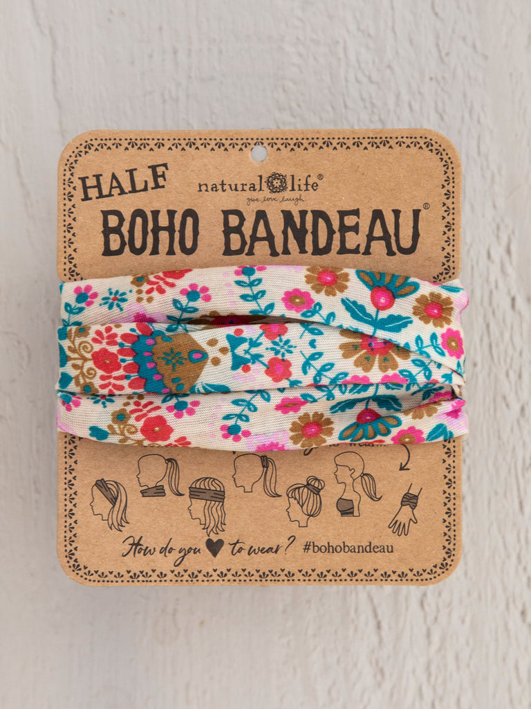 Half Boho Bandeau® Headband - Cream Floral Mandala #100-NL107