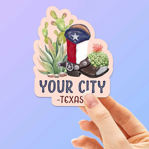 Sentinel Sticker Bryan Texas Boot & Cactus