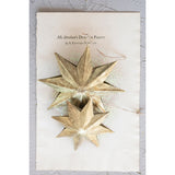 Christmas Ornament Embossed Metal Two-Sided Star, Set of Two