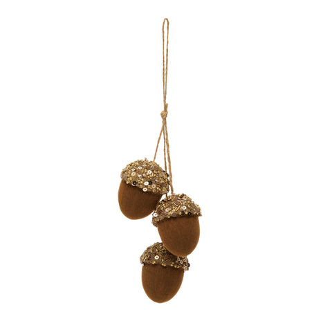 Christmas Acorn Cluster Ornament with Sequins