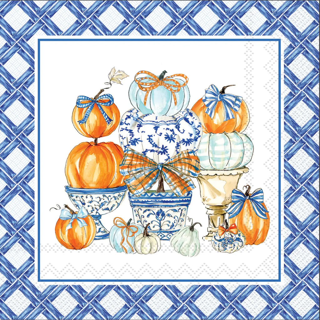 Fall Paper Cocktail Napkins Chinoiserie Pumpkin