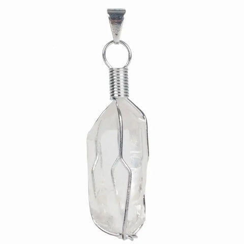 Hippie Clear Quartz Wire-Wrapped Crystal Pendant