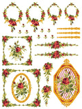 IOD Paint Inlay Petit Fleur Red 12"x16" 4-Pages by Iron Orchid Designs