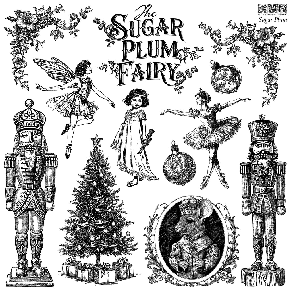 IOD Decor Stamp Sugar Plum 12" x 12" by Iron Orchid Designs