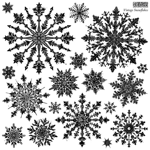 IOD Decor Stamp Vintage Snowflakes 12x12" by Iron Orchid Designs