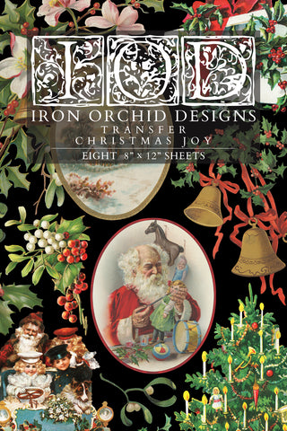 IOD Decor Transfer Christmas Joy 8"X12" 8-Pages Pad by Iron Orchid Designs