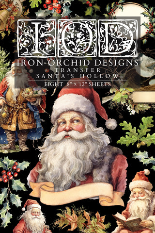 IOD Decor Transfer Santa's Hollow 8"X12" 8-Pages Pad by Iron Orchid Designs