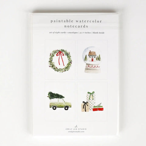 Emily Lex Studios Watercolor Paintable Notecards Christmas Cheer