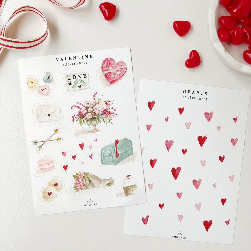 Emily Lex Studios Valentines Sticker Sheet Set (2 sheets)