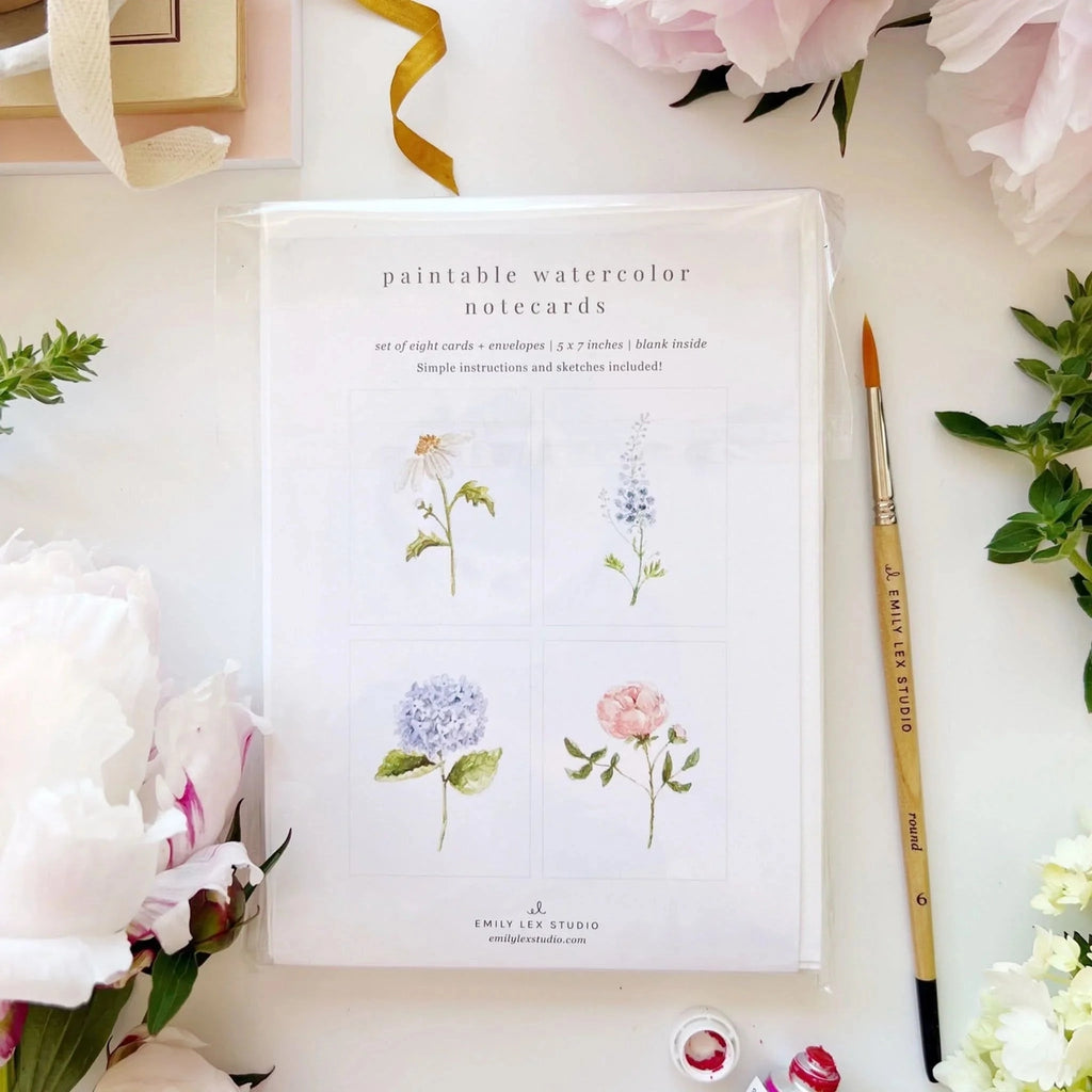 Emily Lex Studios Watercolor Paintable Notecards Garden Flowers