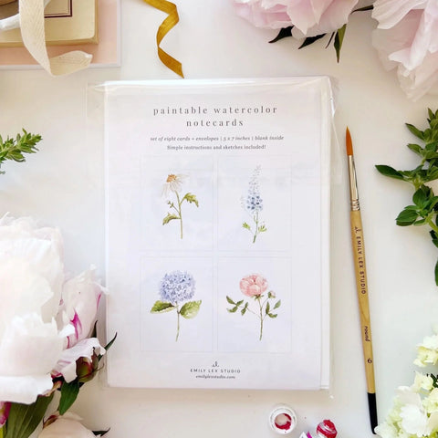Emily Lex Studios Watercolor Paintable Notecards Garden Flowers