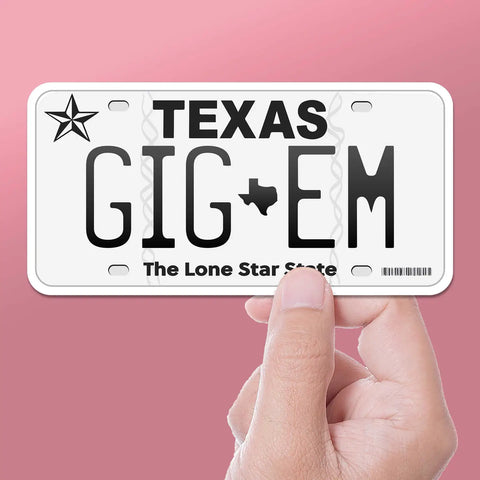 Sentinel Sticker Gig 'Em Texas Aggies License Plate