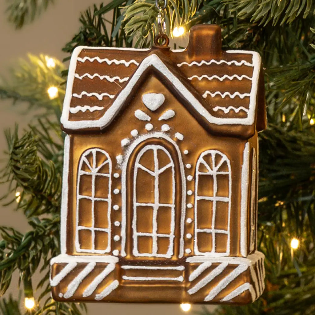 Christmas Ornament- Glass Gingerbread House