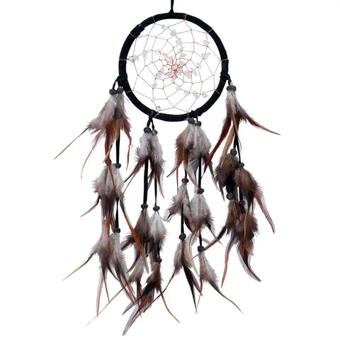 Hippie Dreamcatcher with Feathers and Crystals