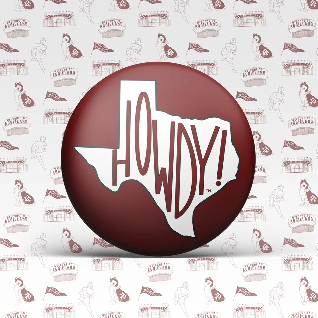 Aggie Texas A&M Howdy Button Pin