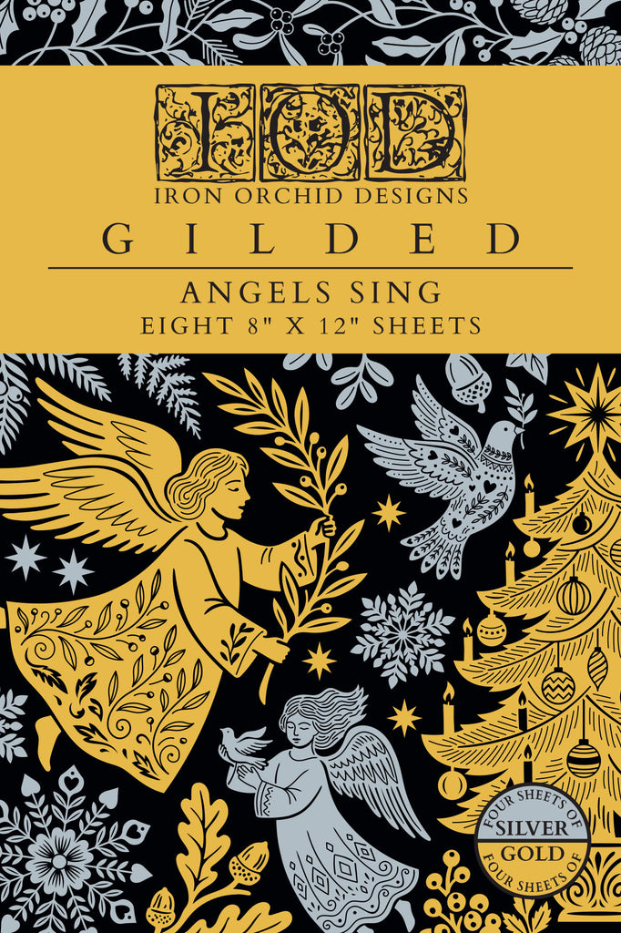 IOD Decor Gilded Foil Transfer Angels Sing 8x12" 8 Sheets Pad by Iron Orchid Designs
