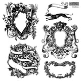 IOD Decor Stamp Emblems  6"x6" Four Sheets with Case by Iron Orchid Designs