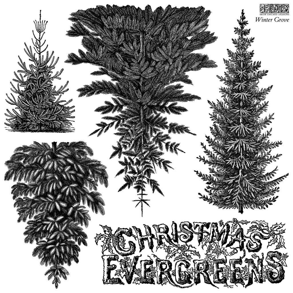 IOD Decor Stamp Winter Grove 12" x 12" by Iron Orchid Designs