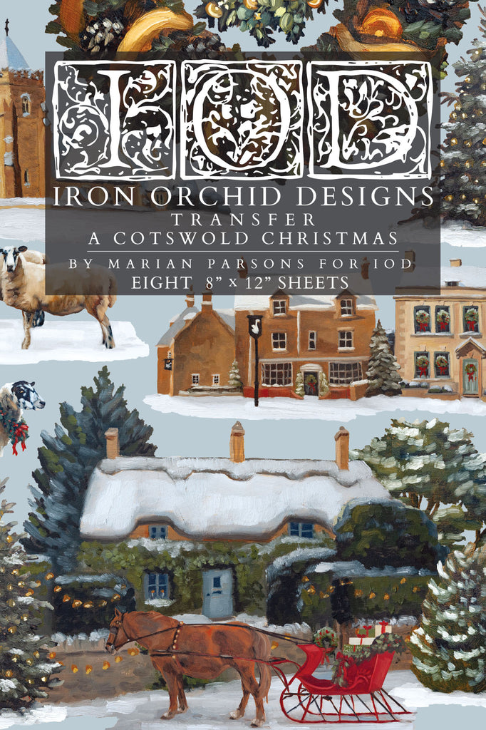 IOD Decor Transfer A Cotswold Christmas 8"x12" 8-Pages Pad by Iron Orchid Designs