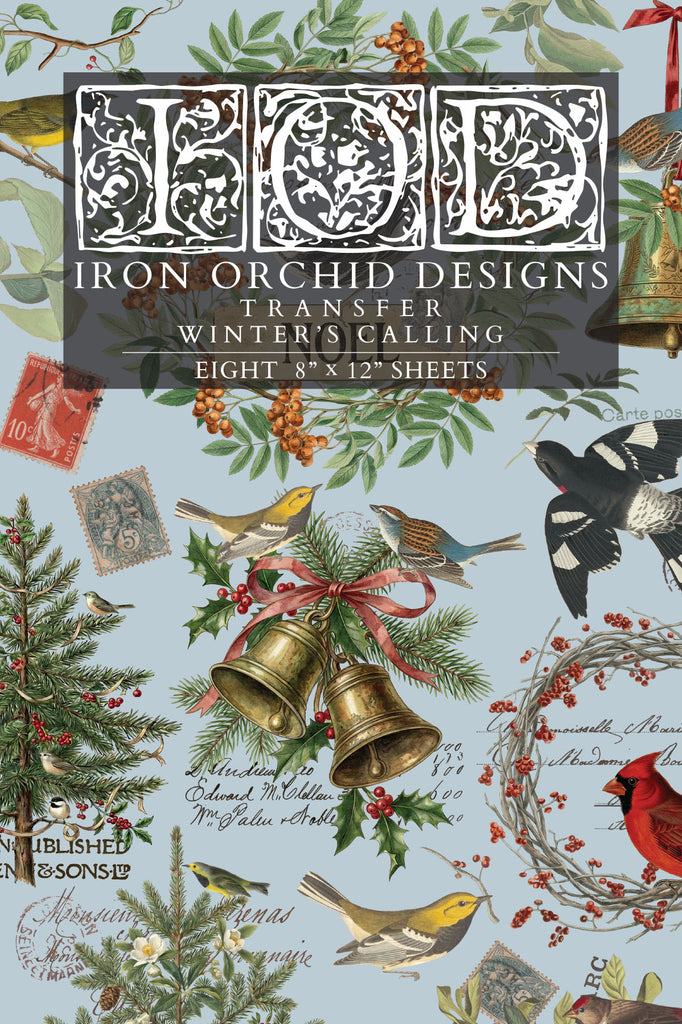 IOD Decor Transfer Winter's Calling 8"x12" 8-Pages Pad by Iron Orchid Designs
