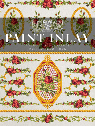 IOD Paint Inlay Petit Fleur Red 12"x16" 4-Pages by Iron Orchid Designs