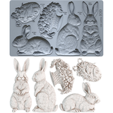 IOD Decor Mould Les Lapins 6"x10" by Iron Orchid Designs