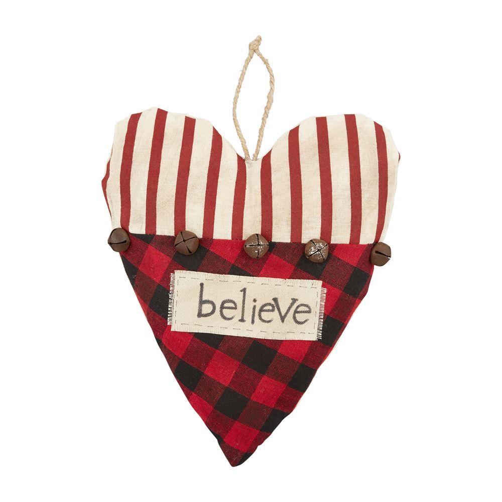 Christmas Pillow Heart Believe Buffalo Check