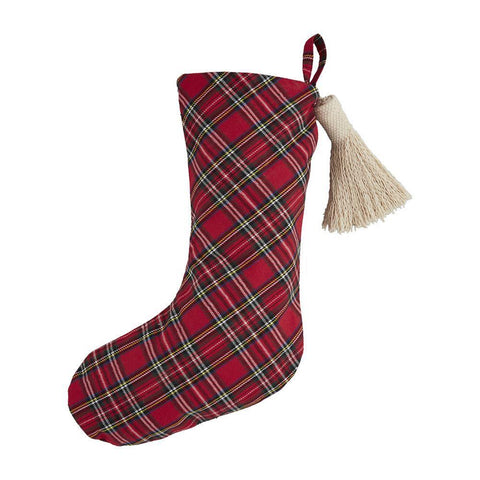 Christmas Decor Tartan Stocking with Tassel