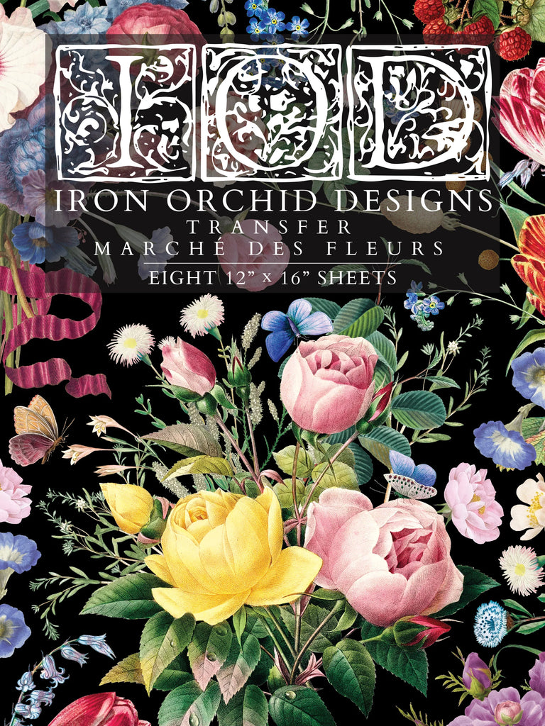 IOD Decor Transfer Marche Des Fleurs 12"x16" 8-Pages Pad by Iron Orchid Designs
