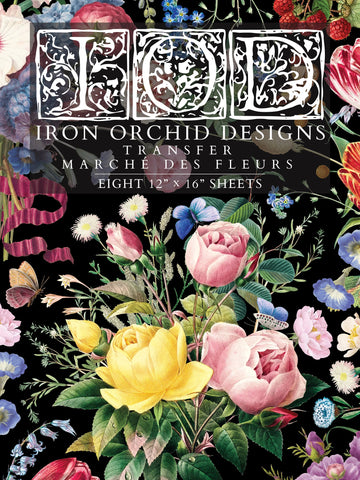 IOD Decor Transfer Marche Des Fleurs 12"x16" 8-Pages Pad by Iron Orchid Designs