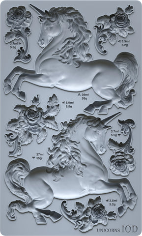 IOD Decor Mould Unicorns 6x10" by Iron Orchid Designs
