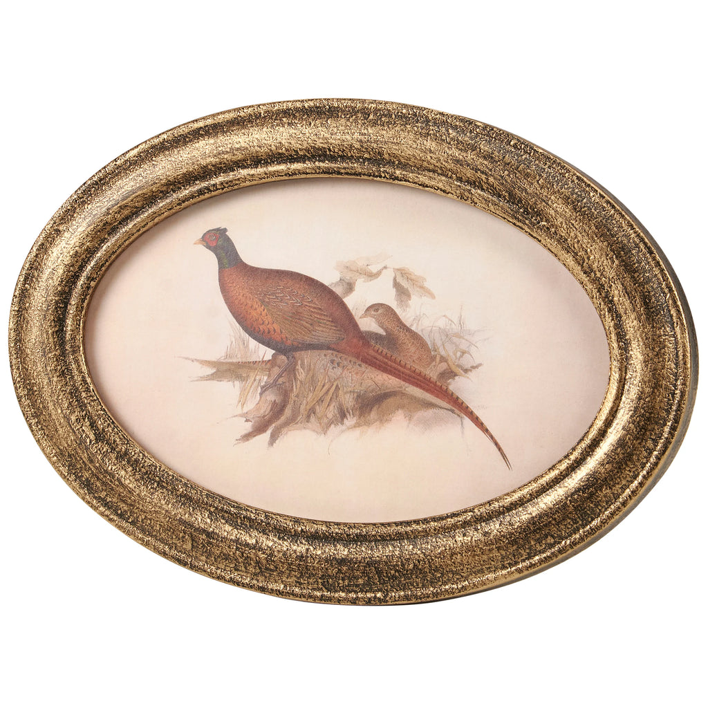 Floral Wall Decor Oval Pheasant Print Framed #1757Z