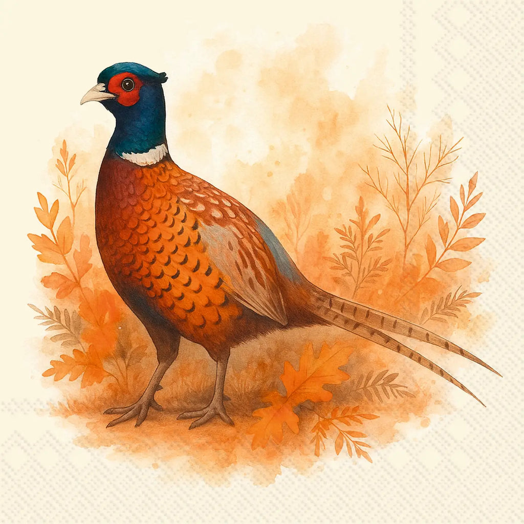Fall Paper Cocktail Napkins Pheasant Field