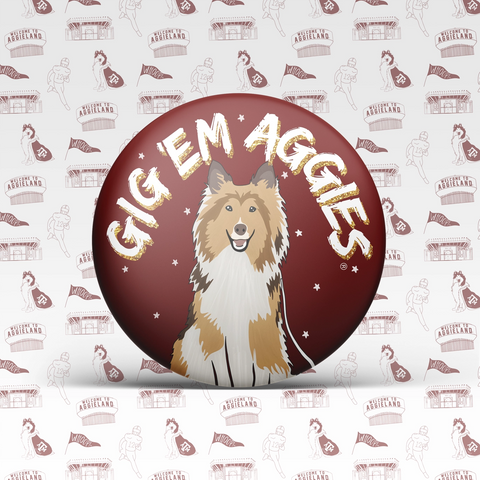 Aggie Texas A&M Reveille Button Pin