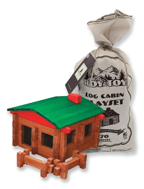 Roy Toy Log Cabin Set with Canvas Bag