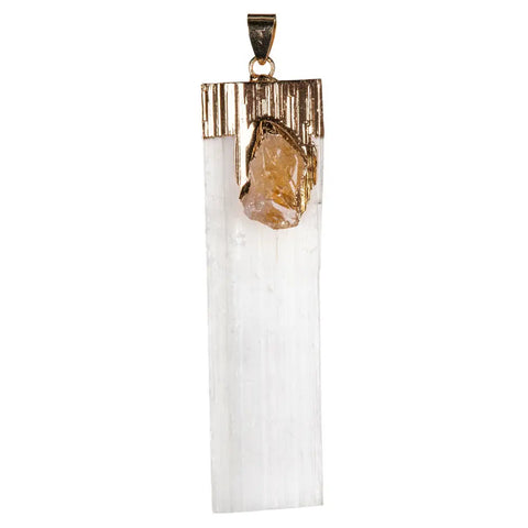 Hippie Selenite Pendant with Citrine