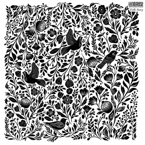 IOD Decor Stamp Folk Story 12" x 12" by Iron Orchid Designs