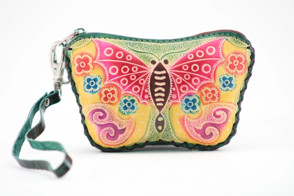 Sunflower Leather Butterfly Coin Purse