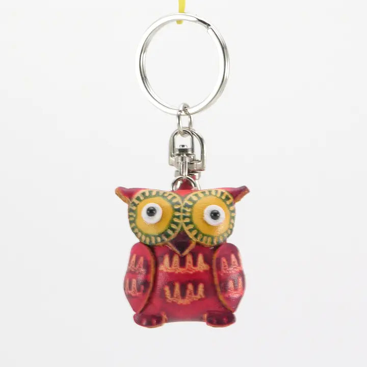 Sunflower Leather Owl Key Chain