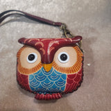 Sunflower Leather Owl Wristlet Coin Purse