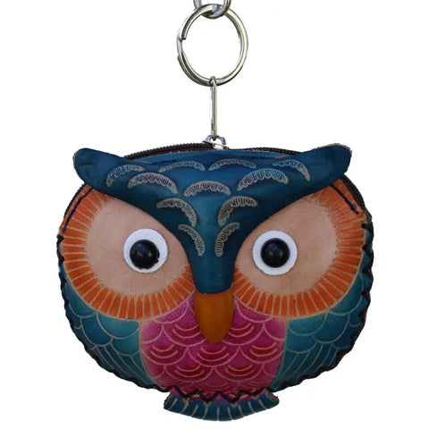 Sunflower Leather Owl Wristlet Coin Purse