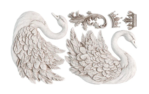 IOD Decor Mould Swans 6x10" by Iron Orchid Designs