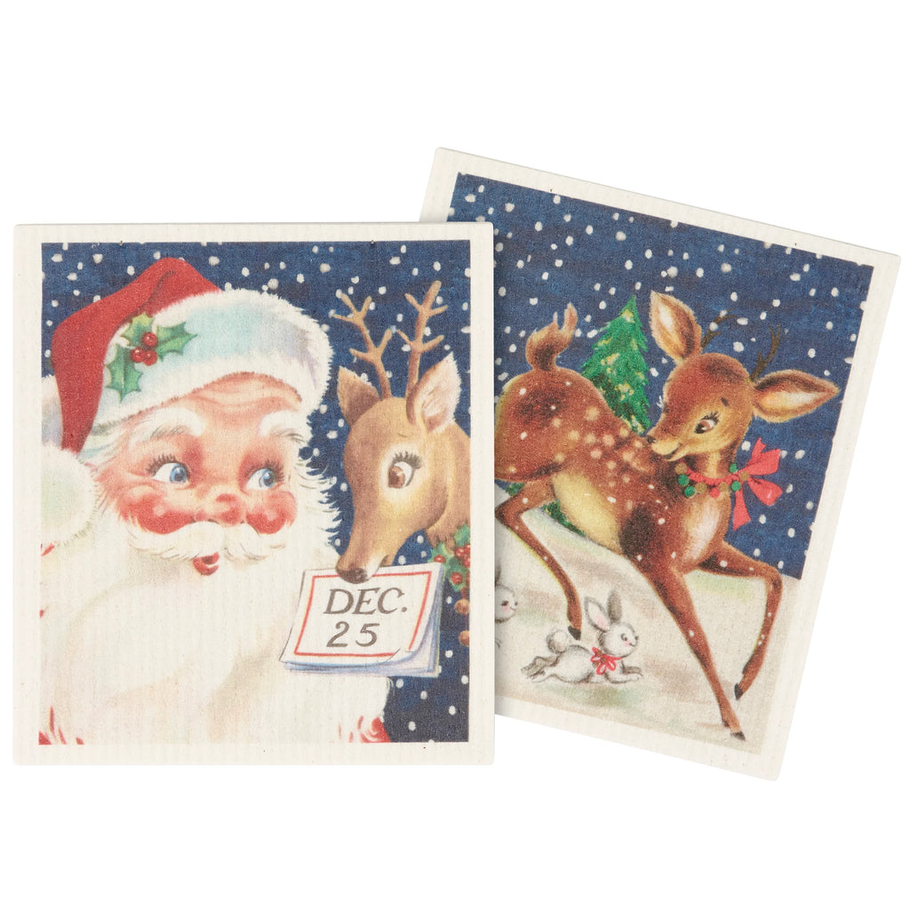 Retro Santa Claus Swedish Dishcloth Set #C287
